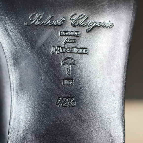 Robert Clergerie Shoes Men Size 9.5 Black Derby Leather Plain Toe Made in France main image 8